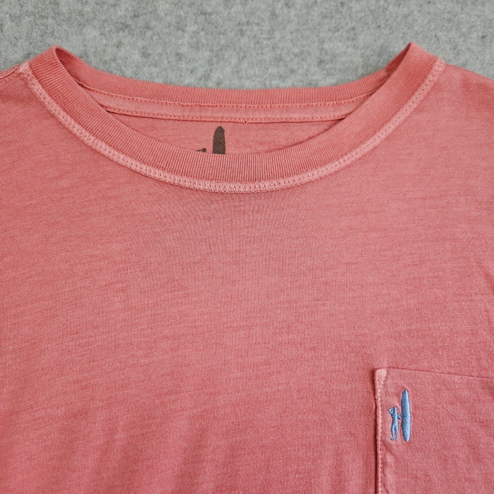 JOHNNIE-O | Mens Med Pink Long Sleeve Cotton Modal Pocket T-Shirt Surfer Logo - Picture 8 of 15